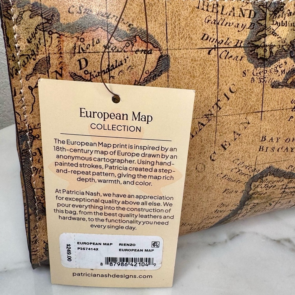 NWT-Patricia Nash-European Map-Rienzo Satchel buttery leather $249 MSRP - Picture 7 of 7